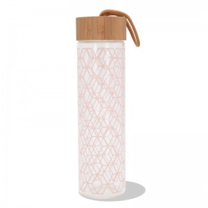 GOX Wide Mouth Borosilicate Glass Water Bottle with Bamboo Lid