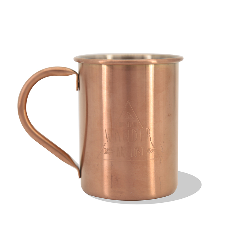 GOX rustfrit stål foret kobber kaffekrus med håndtag