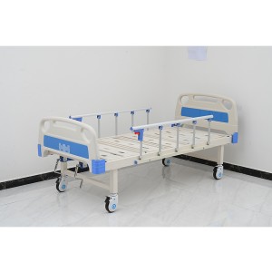W04 metall 2 vev 2 funktion justerbar medicinsk möbel Vikbar manuell patientvård sjukhussäng med hjul