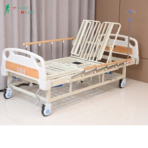 Εγχειρίδιο προμηθευτή επίπλων νοσοκομείων Popuar πολλαπλών λειτουργιών Zc04 Hospital Patient Bed Medical Nursing Bed for Health Care