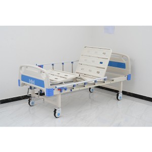 W04 Metal 2 Crank 2 Function Adjustable Medical Furniture Pilding Manual Patient Nursing Hospital Bedi ndi Casters