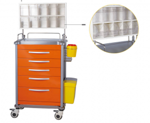Chariot médical de médecine en plastique d'ABS de meubles d'hôpital Chariot médical de traitement de secours