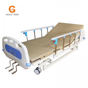 A02-4 Дешева ціна, регульована 3 функції, ручне лікарняне ліжко, медичне з трьома кривошипами для продажу