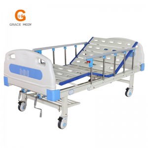 Equipo de hospital cama de hospital de dos funciones cama de paciente de enfermería UCI médica de hospital doble manual A09
