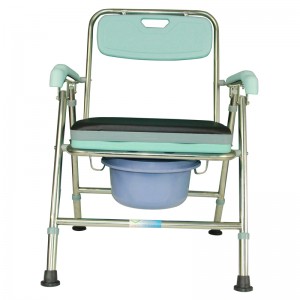 Yaşlı hasta bakımı yüksekliği ayarlanabilir Katlanır hasta tuvalet sandalyesi