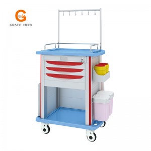 Prabangus ligoninės ABS medicininės infuzijos vežimėlis su stalčiumi ir šiukšliadėže