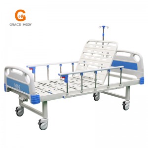 R02 блакитне ліжко з узголів’ям лікарняне ліжко