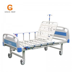 R02 блакитне ліжко з узголів’ям лікарняне ліжко