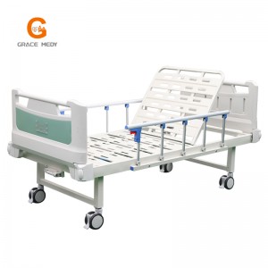 Fabricación directa subministración de boa calidade axustable de enfermería unha manivela manual de funcións de mobles de cama de hospital médico
