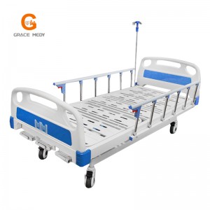 R03 Metal 3 Manivela 3 Funções Ajustável Mobiliário Médico Dobrável Manual Paciente Enfermagem Cama de Hospital com Rodízios