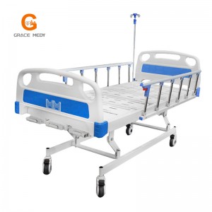 R03 Metall 3 sveiv 3 funksjon Justerbar medisinsk møbel Sammenleggbar manuell pasientsykepleie Sykehusseng med hjul