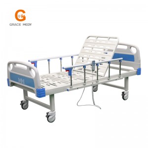 R04E Medicinos / Paciento / Slaugos / Fowler / ICU lova Gamintojas ABS elektrinė dviejų funkcijų ligoninės lova su čiužiniu ir I. V stulpu