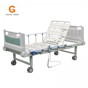 R04E Medicinos / Paciento / Slaugos / Fowler / ICU lova Gamintojas ABS elektrinė dviejų funkcijų ligoninės lova su čiužiniu ir I. V stulpu