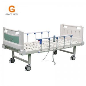 R04E ผู้ผลิตเตียงทางการแพทย์/ผู้ป่วย/พยาบาล/ฟาวเลอร์/ห้องไอซียู ABS ไฟฟ้าสองฟังก์ชั่นเตียงโรงพยาบาลพร้อมที่นอนและเสา I. V