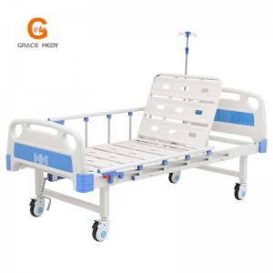 W02 medicina / pacientas / slauga / Fowleris / ICU lovos gamintojas ABS viengubo alkūnių vienos funkcijos rankinė ligoninės lova su čiužiniu ir I. V stulpu