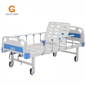W04 Metal 2 Manivela 2 Funções Ajustável Mobiliário Médico Dobrável Manual de Enfermagem Paciente Cama de Hospital com Rodízios