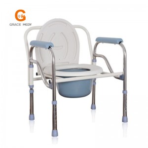 ZB14 Bedside Folding Aluminum Shower Commode Toilet Chair