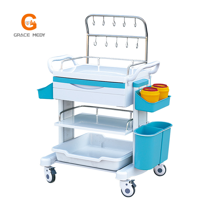 Peralatan Rumah Sakit ABS Infus Trolley karo Laci Featured Image