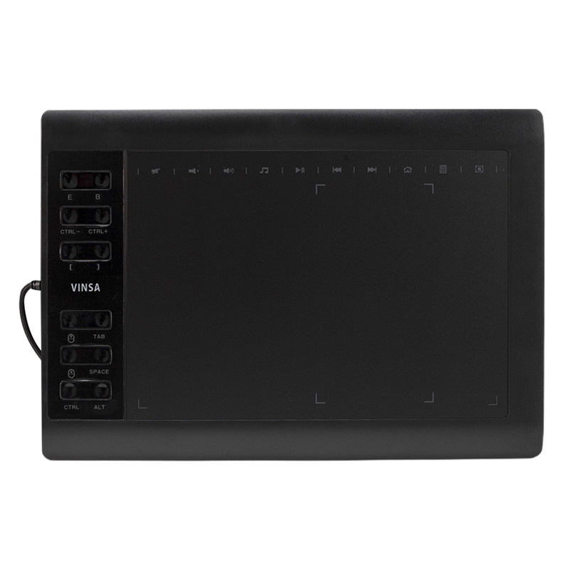 10x6-дюймовый профессиональный графический планшет с датчиком давления и 12 программируемыми клавишами.