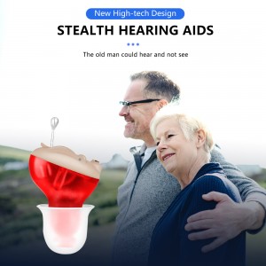 Great-Ears G11X cic mini audífonos azuis e vermellos de redución de ruído invisible para oído
