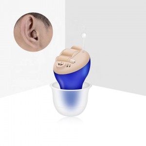 Great-Ears G11X cic mini audífonos invisibles con reducción de ruido en el oído, color azul y rojo