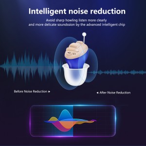 Great-Ears G11X cic mini neviditeľné opotrebovanie v modrých a červených načúvacích prístrojoch s redukciou hluku uší