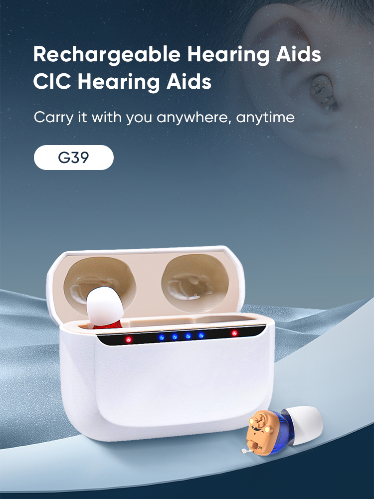 Great-Ears G39 cic akumulatorowe ładowanie magnetyczne niewidoczne zużycie mini nowy produkt w uchu wysokiej jakości aparaty słuchowe