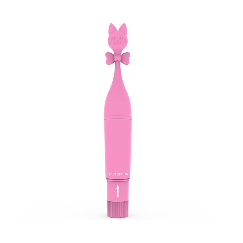 Mini vibrator with cat head- Premium with soft silicone – Cordless Powerful and Handheld – for women couple- Quiet-VV020E