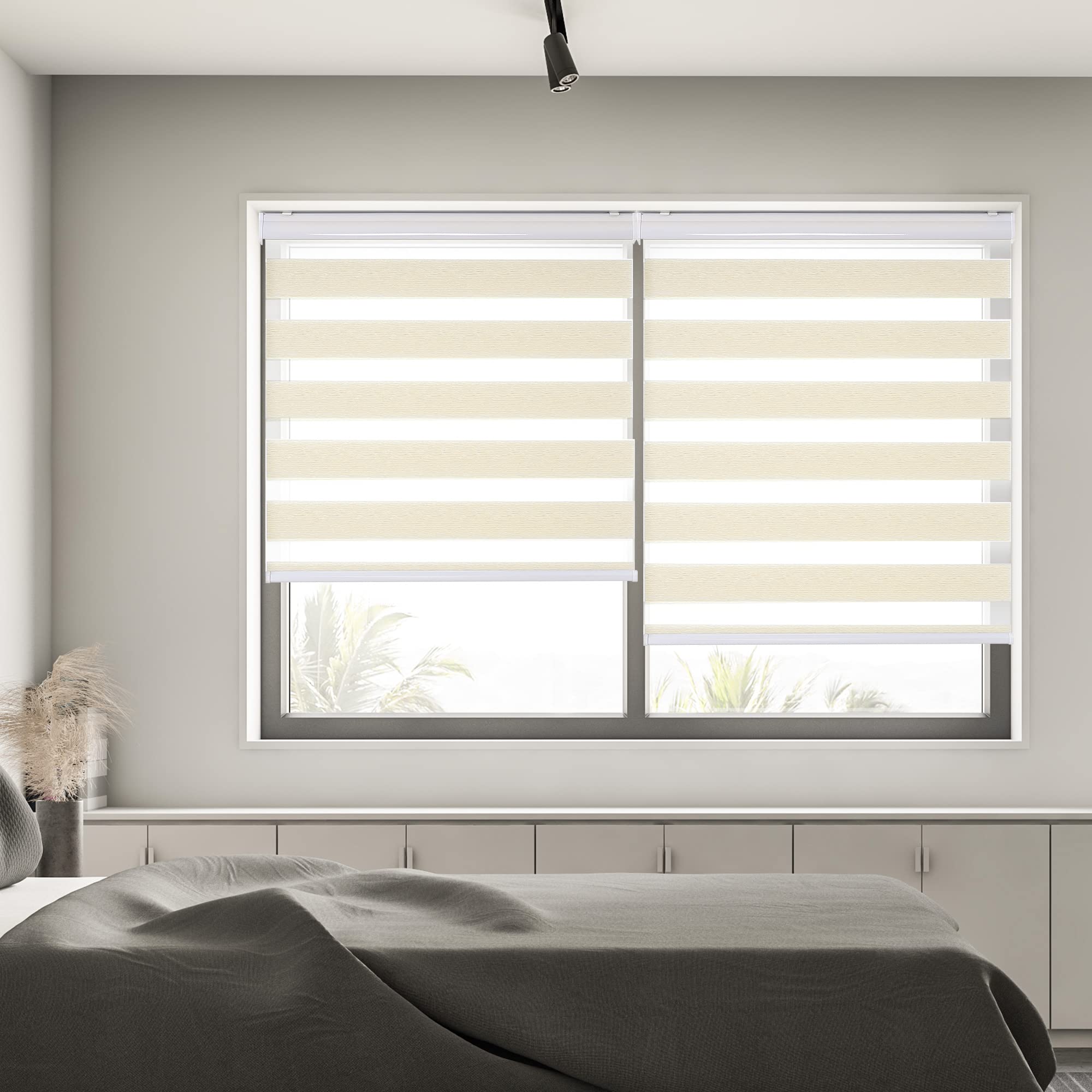 Zebra Blinds for Windows, Dual Layer Roller Window Shades