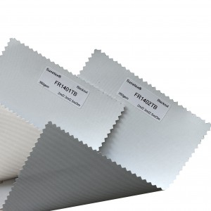 ဒီဇိုင်းအသစ် 100% Polyester Blackout Fire-Proof White Coated Roller Fabric