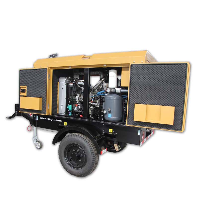 Portable 185cfm 8bar Compressor Diesel Engine Driven Screw Air Compressor for Drilling
