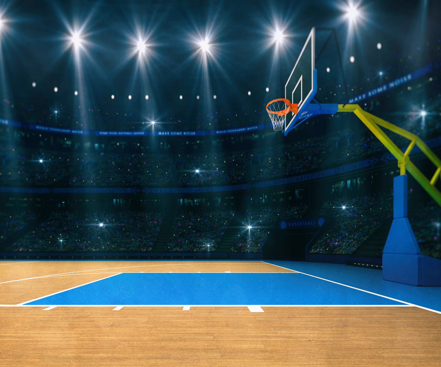 Basketball, Sport, Arena., Interieur, Vue, Zu, Holz, Buedem, Of, Basketball