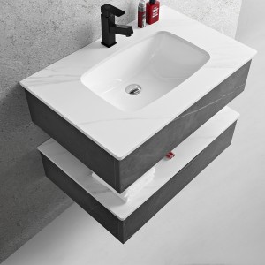 کابینت حمام با سنگ زینتر شده با کیفیت بالا، روشویی شیک 30 اینچی و آینه های زیبا