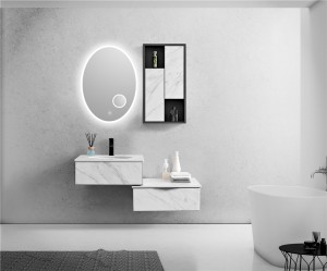 Модерен кабинет за бања Изработен од синтеруван камен и совршен мебел за бања