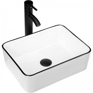 Stylish thiab tswv yim Rectangular Ceramic Bathroom Sink