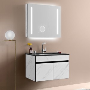 chiuvetă modernă pentru toaletă și oglinzi de baie iluminate cu LED