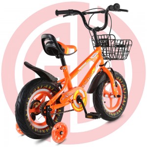 GD-KB-006： Children orange kids bicycle, cool kids bike, metal frame, training wheel