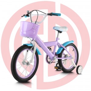 GD-KB-004： Purple princess bike with basket, purple kids bike, girls’ bike, pretty girls’ bike