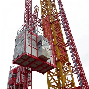 SC200/200 Angle adjustable intelligent double cage construction elevator