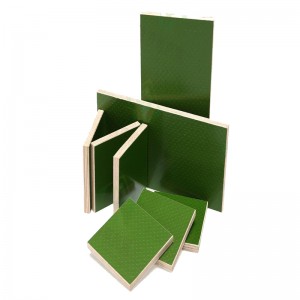 Green Plastic Faced Plywood / Pp Yas Coated Plywood Vaj Huam Sib Luag