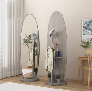Produsen Berputar Bingkai Kayu MDF Rias Panjang Penuh Grosir Rumah Tangga Seluruh Tubuh Kamar Tidur Pancuran Persegi Panjang Menggantung Cermin Dinding
