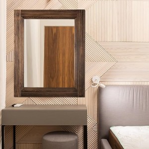 हस्तनिर्मित लकड़ी के स्प्लिसिंग उपयुक्त बाथरूम ग्राम्य फार्महाउस वैनिटी सजावटी दीवार कला ठोस लकड़ी के फ्रेम हैंगिंग वॉल मिरर