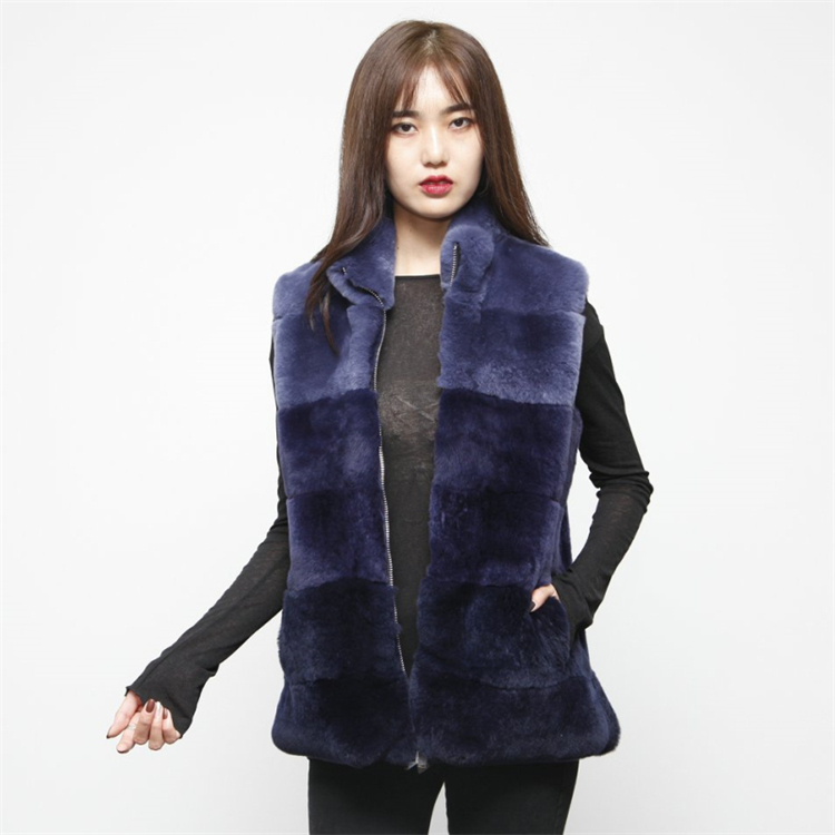 Women Real Fur Gilet Waistcoat Fashion Ladies Rex Rabbit Vest