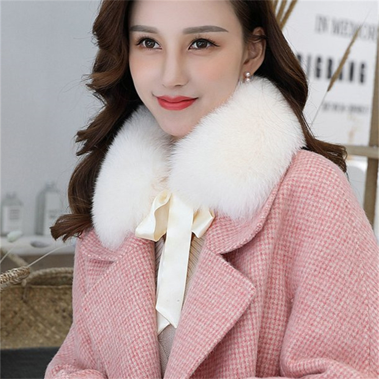 HS3047Top Quality Fashion Accessories Natural Scarf Women Fox Fur Collar with Fabric Tie