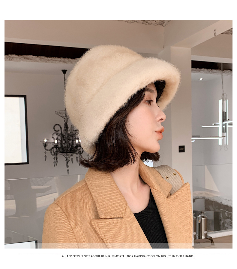 HT1127Winter 22 Thick Fashion Hat Warm Women Mink Fur Winter Hat