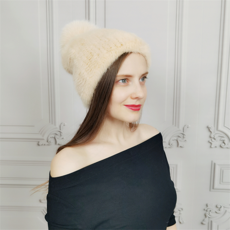 Персонализирани зимни шапки Beanie cap fur норкова шапка за дами кофа зимни норки шапки от истинска кожа за жени