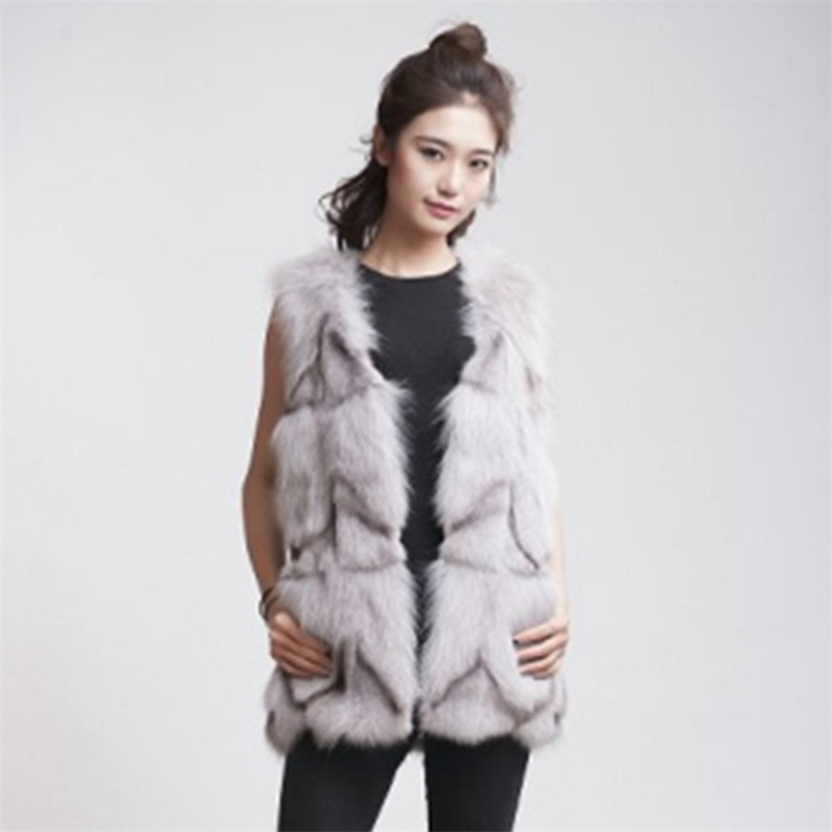 Bihayekî Erzan Fur Vest Waistcoats Winter 100% Full Wool Fox Fur Shawl for Women