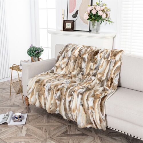 ຕົກແຕ່ງ Goma Rabbit Throw Soft Blanket Cushion Rug for Bedding Bubble Thick Soft Patchwork Belly Rabbit Fur Plate