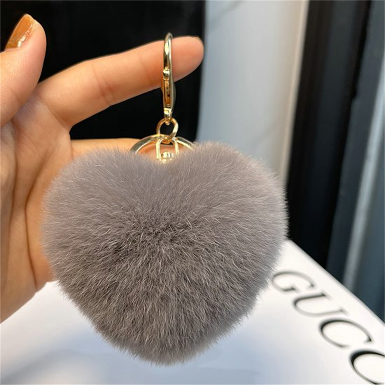 cor figura Simple Pompom Fur Ball Keychain Artificialis Rabbit Fur Animal Key Chain For Woman Car Bag Accessories Key Ring