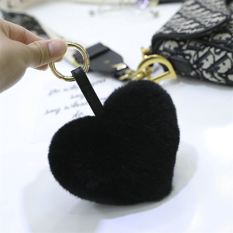 Accessori Donna 16 Culori Disegnu Creativu Rex Rabbit Fur Keychains Heart Shape Key Rings
